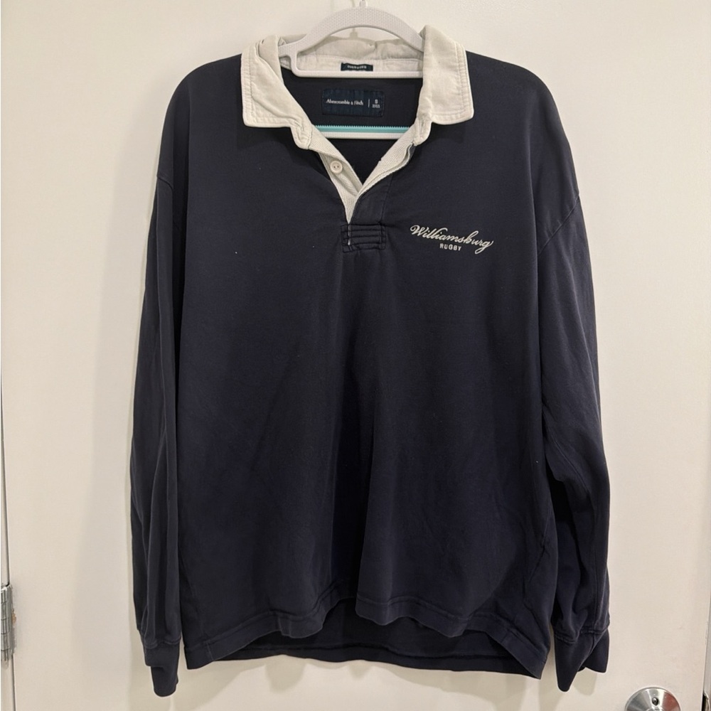 Abercrombie & Fitch Navy and White Casual Button Down Shirt